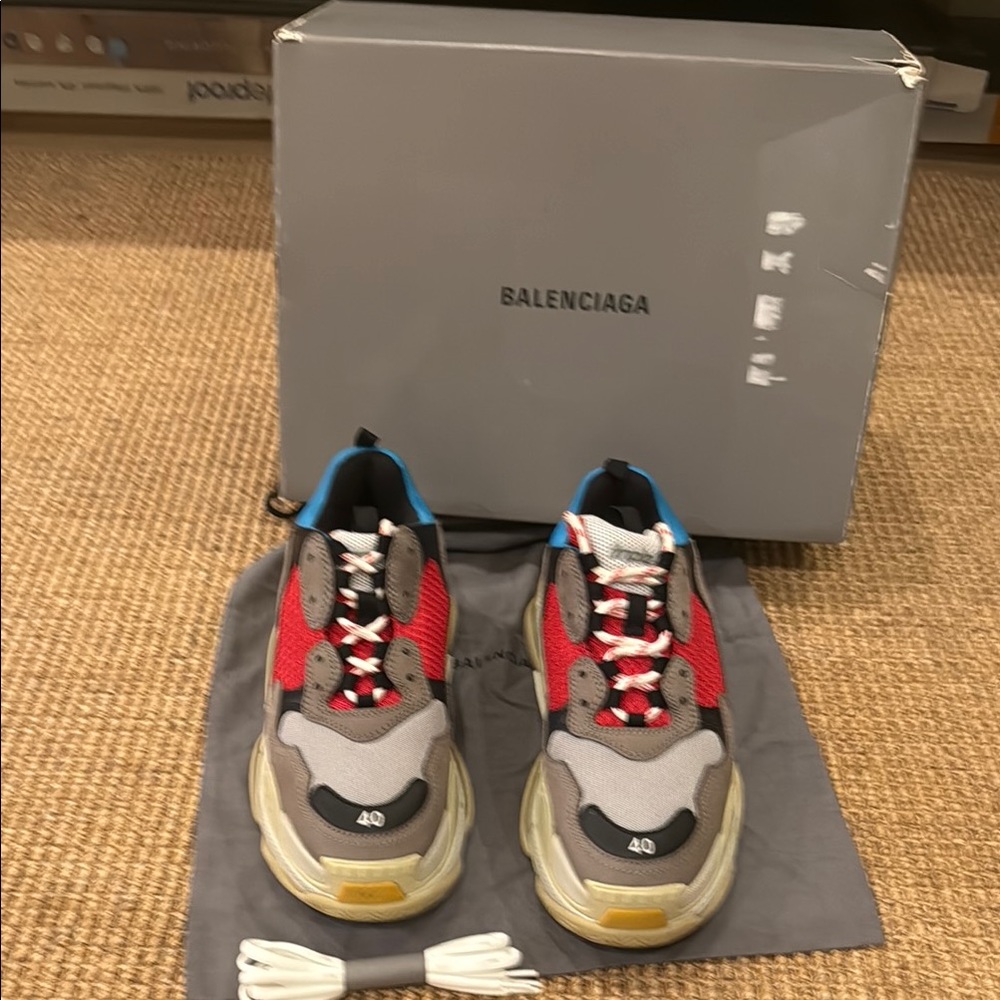 Balenciaga Red and Gray Sneakers